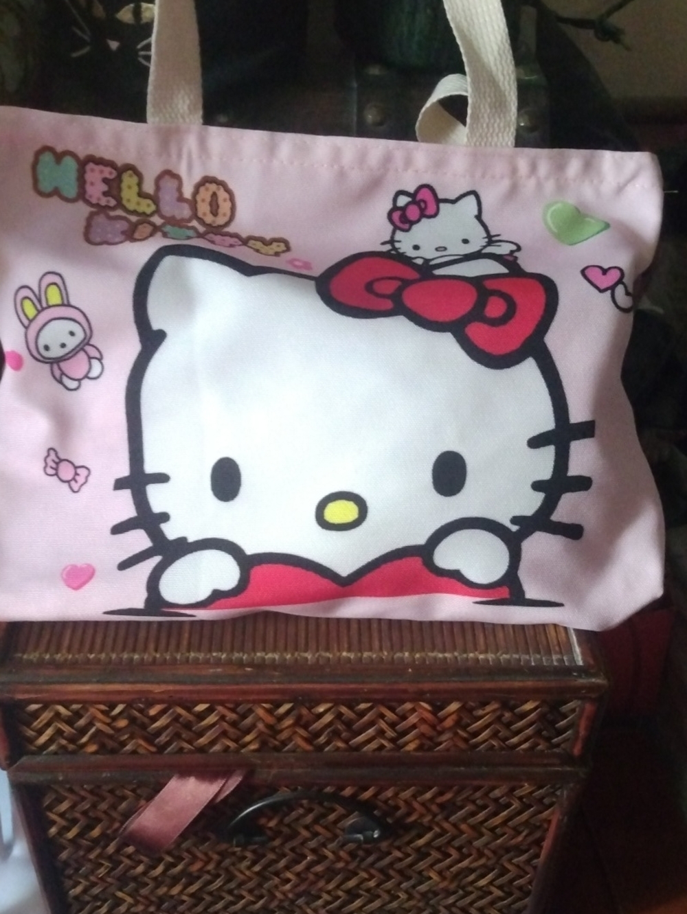 Hello Kitty Pink and Red Graphic Tote Bag